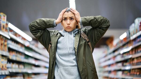 Woman confused about nutrition.