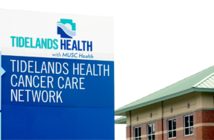 A sign outside that reads Tidelands Health Cancer Care Network